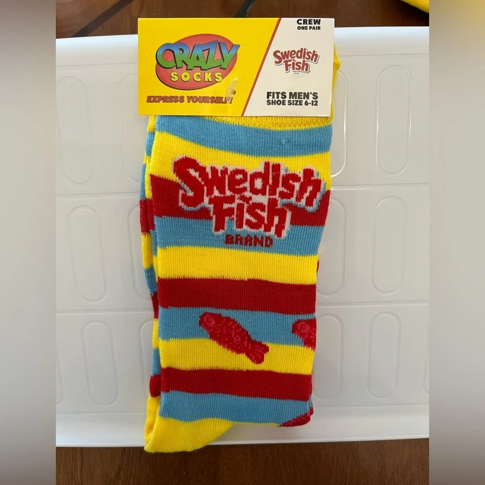 Crazy Socks Swedish Fish Fits Men’s Shoe Size 6-12
